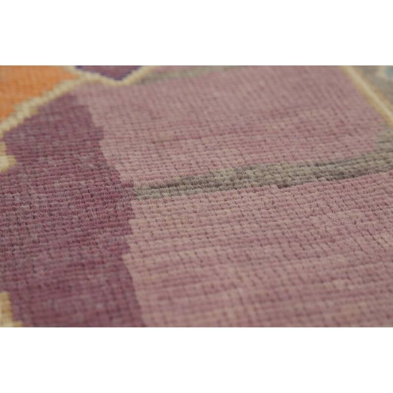 Hand Knotted Oriental 100% Wool Carpet Transitional Geometric Purples Oushak Area Rug - 6' 11'' X 4' 0''