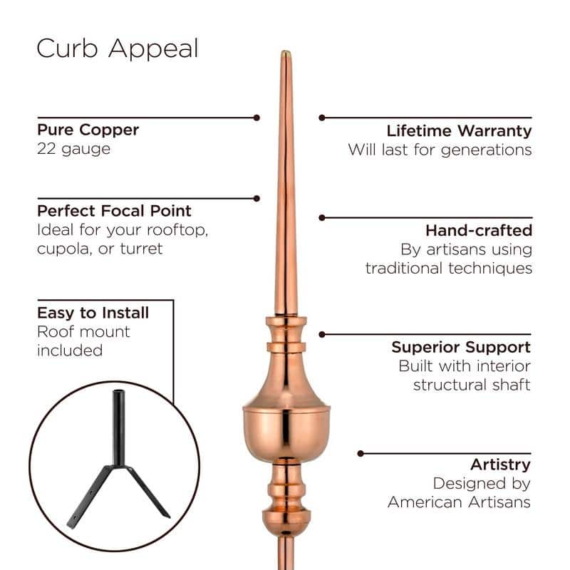 Victoria Polished Copper Roof Finial