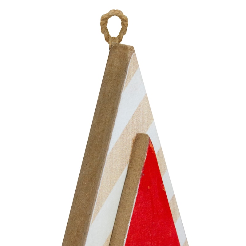 16" Red and White Merry Little Christmas Tree Wooden Hanging Wall Sign