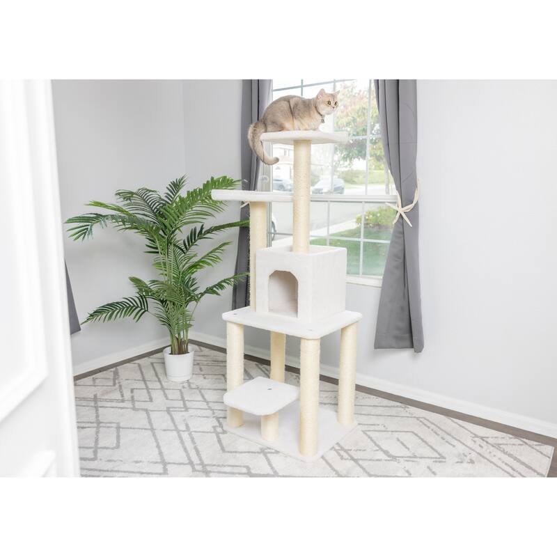 Classic Real Wood Cat Tree, Jackson Galaxy Approved, Five Levels - Ivory