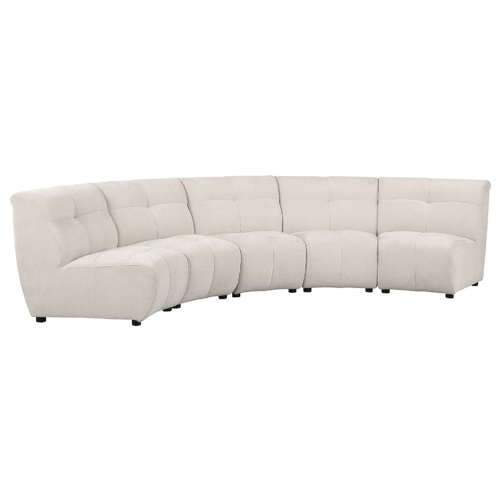 Hia 5 Piece L Shaped Modular Sectional Sofa, Tufted Ivory