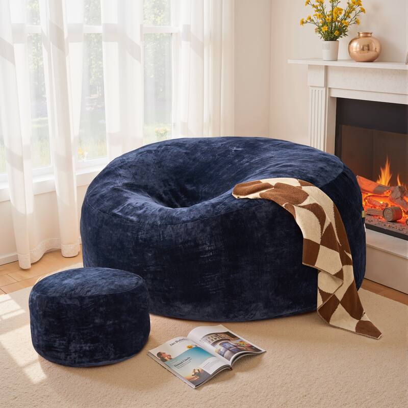 OVIOS Plush Wrapped Lounger Sofa With Ottoman