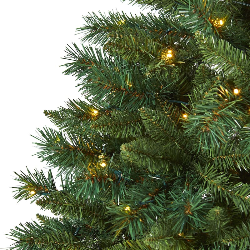 6Ft Artificial Christmas Tree with Lights - Rocky Mountain Pine Holiday Decor - Green - 72