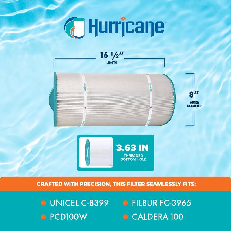 Hurricane HF8399-01 Replacement Spa Filter Cartridge for Unicel C8399 & PCD100W - 2