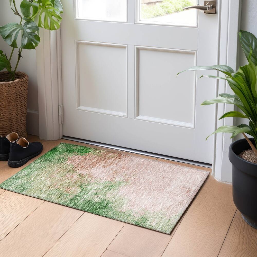Machine Washable Indoor/ Outdoor Abstract Modern Chantille Rug