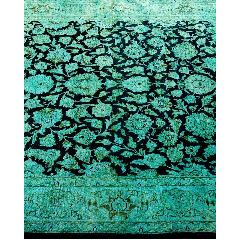 Overton Hand Knotted Wool Vintage Inspired Modern Contemporary Overdyed Blue Area Rug - 4' 0" x 6' 3"