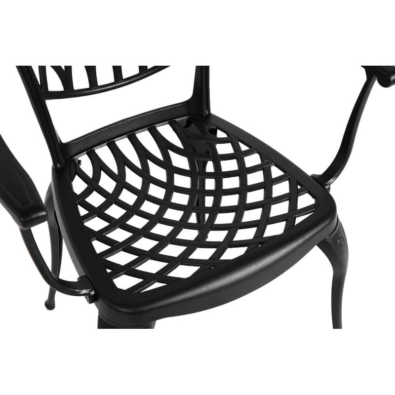 3 Piece Patio Bistro Set Cast Aluminum Bistro Table and Chairs Set Black