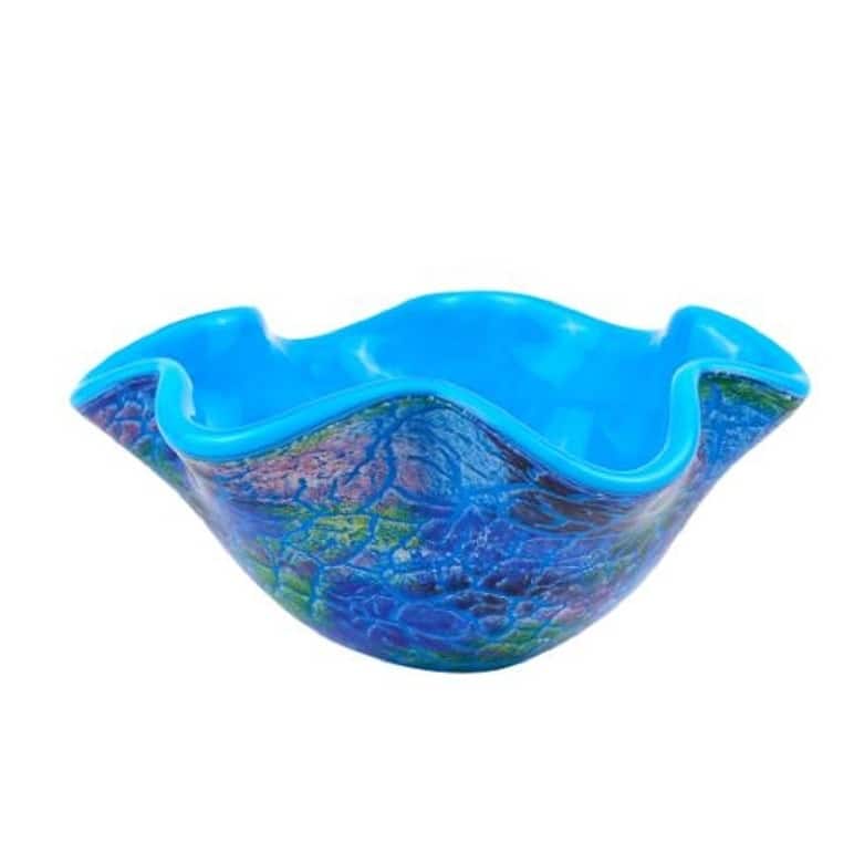 HomeRoots 9" Modern Blue And Green Glass Centerpiece Bowl - 9' X '4' X '9