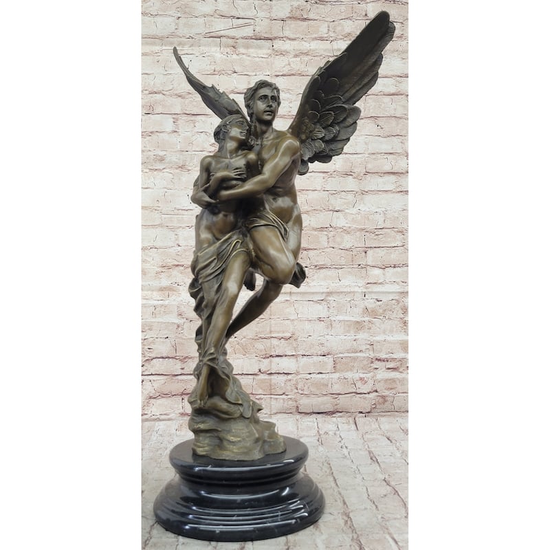 Psyche Cupid Eros Aphrodite Venus Winged Angel Lovers Romance Bronze Sculpture Statue French
