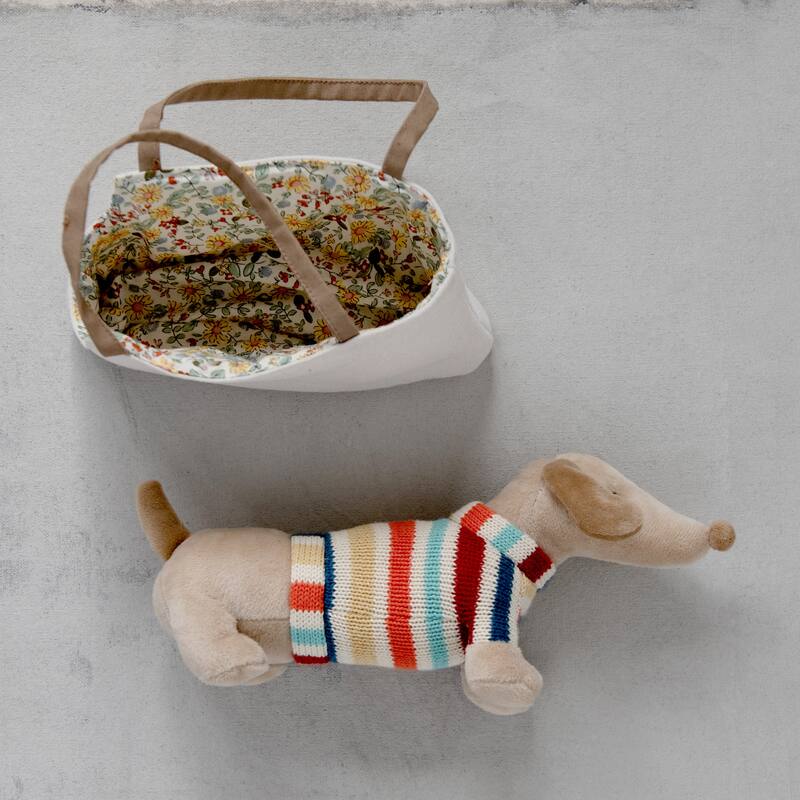 Cotton Removable Brown Dachshund in Dog Carrier - 11.0"L x 2.0"W x 5.0"H