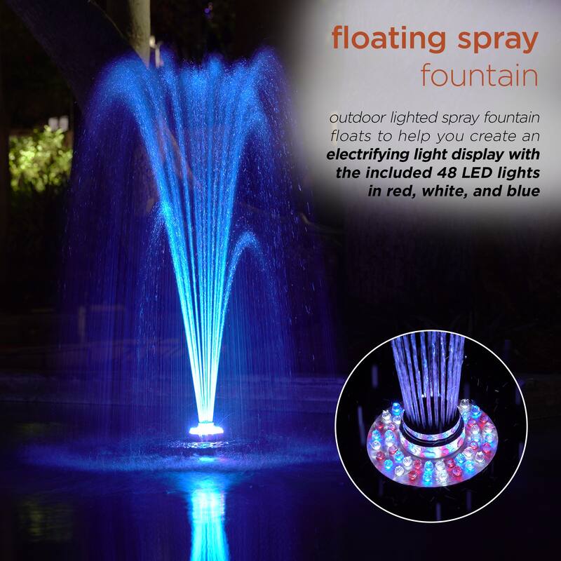 Alpine Corporation 550-GPH Pump 48-LED Light Floating Spray Fountain, Black