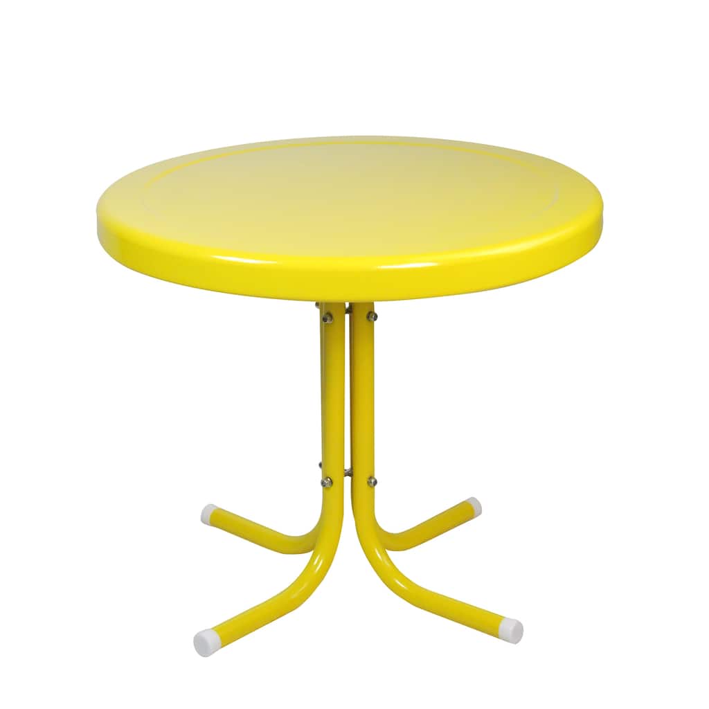 22" Outdoor Retro Metal Tulip Side Table Yellow