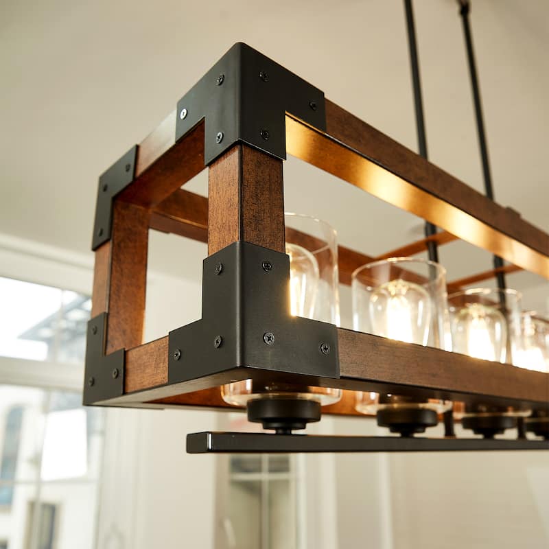 5 Light Statement Rectangle Lantern Chandelier - 36"x8.55"x53"
