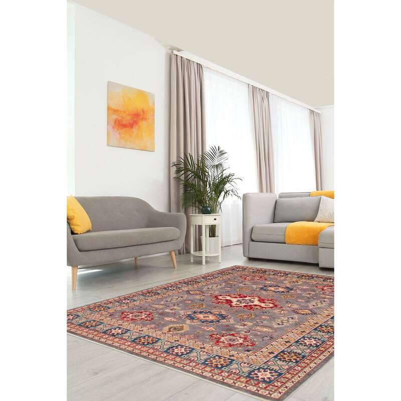 ECARPETGALLERY Hand-knotted Uzbek Ghazni Grey Wool Rug - 8'0 x 10'0