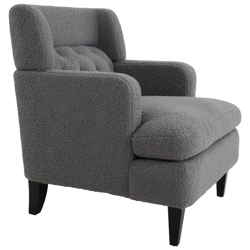 Roomfitters Upholstered Accent Chair Tufted Armchair for Living Room and Bedroom, Beige