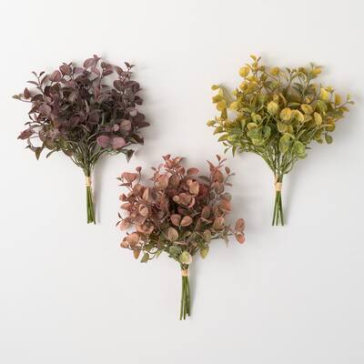 13"H Sullivans Rich-Hued Eucalyptus Bundles Set of 3, Multicolor - 8.5"L x 8"W x 13"H