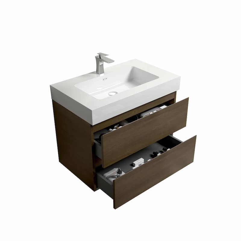 36"/30"/24" Floating Bathroom Vanity with Sink, Wall-Mounted Storage Cabinet