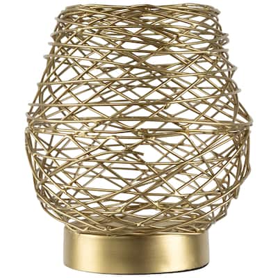 Small Woven Iron Votive Candle Holder - 6.25" - Brass Finish