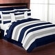 preview thumbnail 2 of 4, Sweet Jojo Designs Navy Blue and Gray Stripe 3-piece Full/ Queen-size Comforter Set