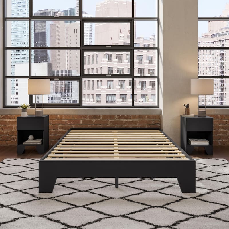 Boyd Sleep Lugano Wood Platform Bed Frame, Modern No Headboard Design, Easy Assembly
