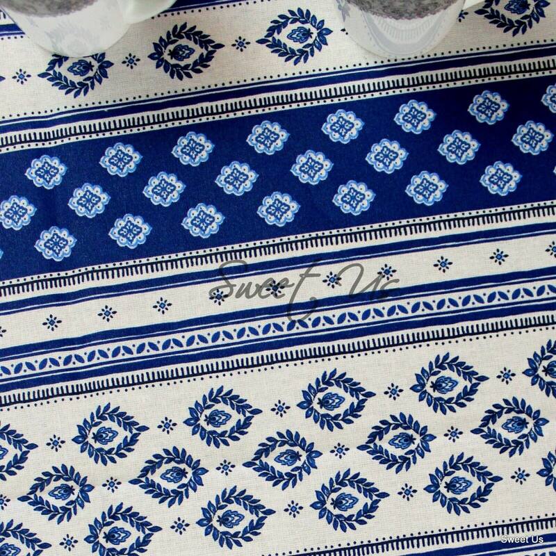 Wipeable Stain Resistant French Chateau Cotton Floral Tablecloth