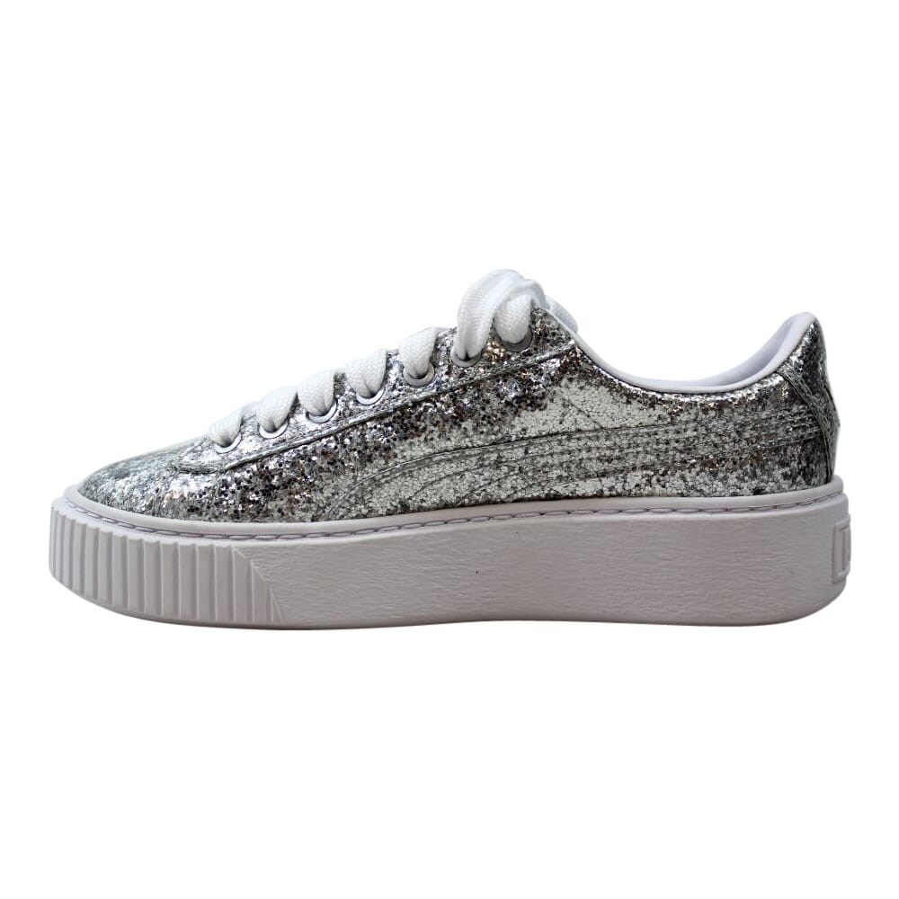 puma basket glitter silver
