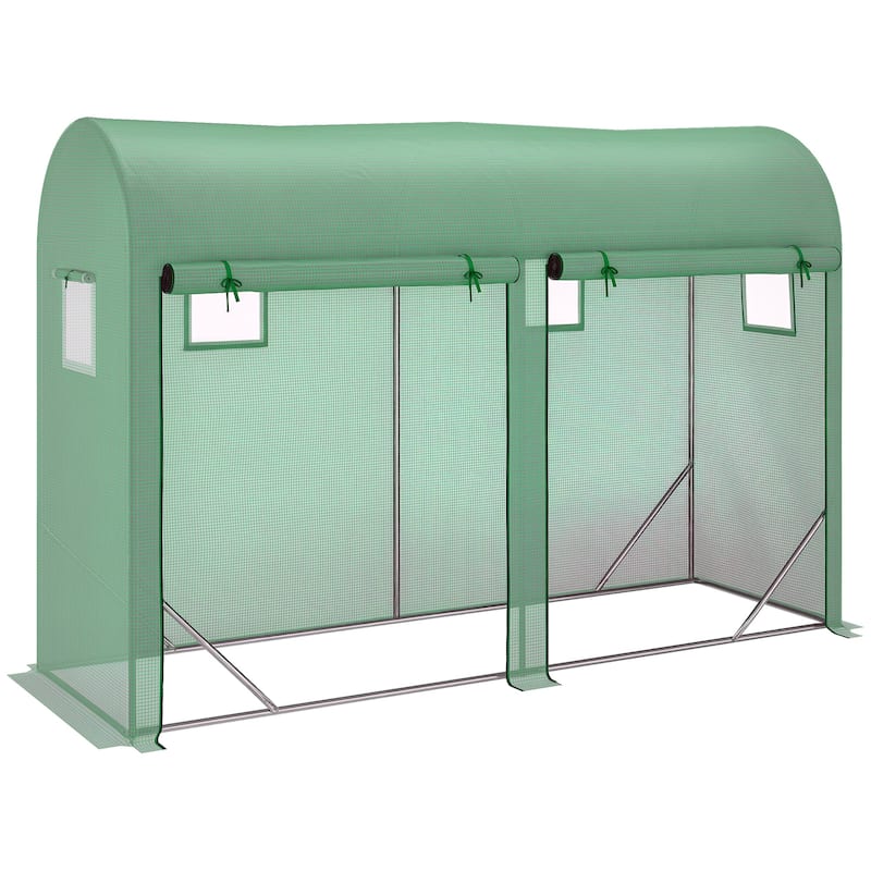 Outsunny 10' x 3' x 7' Tunnel Greenhouse Outdoor Walk-In Hot House with Roll-up Windows and Zippered Door, Steel Frame, PE Cover