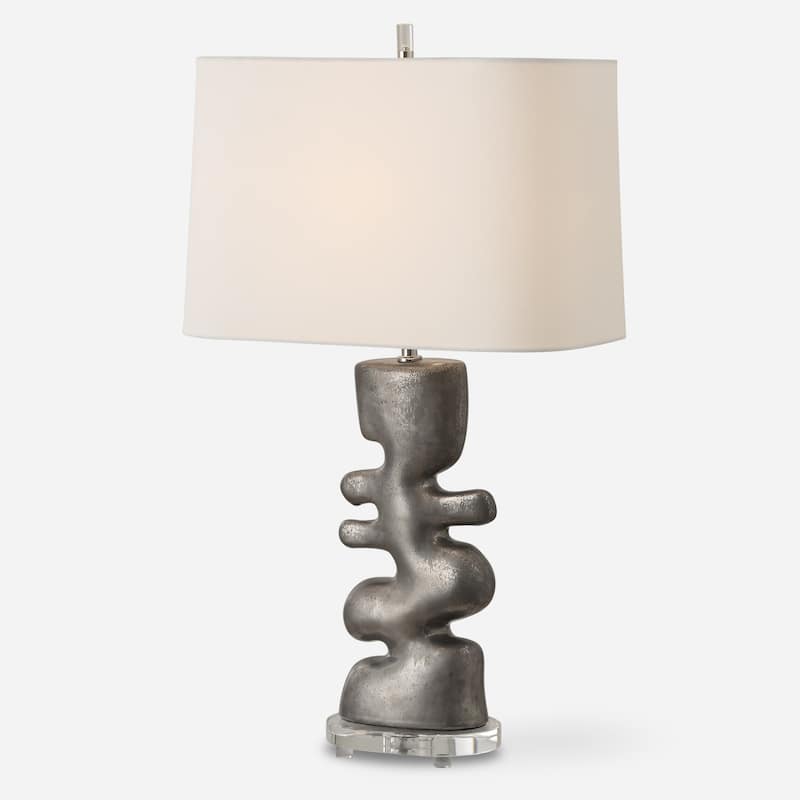 Free Flowing Table Lamp with Drum Shade - 28.5" - Nickel Finish