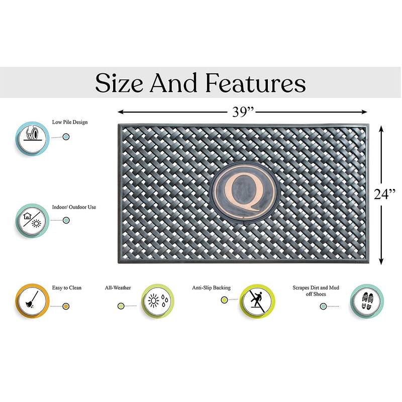 A1HC 100% Pure Rubber Monogrammed Front Door Mat 24" x39" Indoor Outdoor Doormat