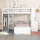 preview thumbnail 2 of 17, Multifunctional Design Loft Bed with Ladder, Wardrobe, Desk and Bookshelves, Full size, White