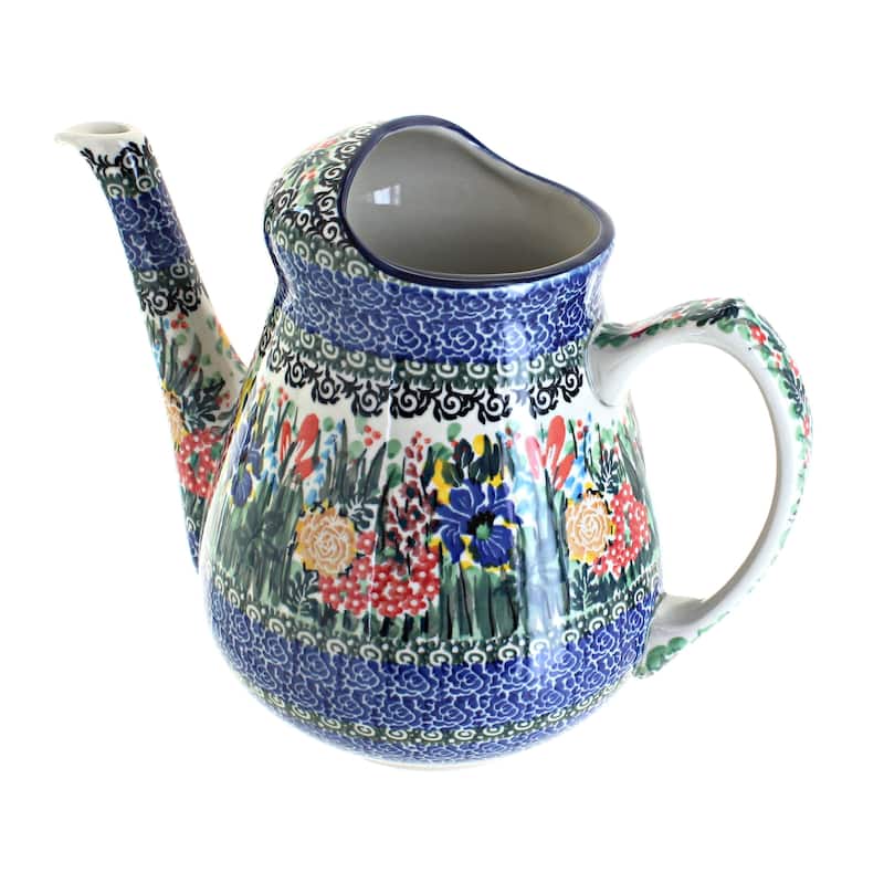 Blue Rose Polish Pottery 521 Ceramika Artystyczna Watering Can - Summer Blooms