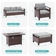 preview thumbnail 28 of 31, Bonosuki 8 Pieces Patio Sofa with Rectangle Fire Pit Table and Ottomans, All-Weather PE Rattan Wicker Sofa with Cushion, Gray
