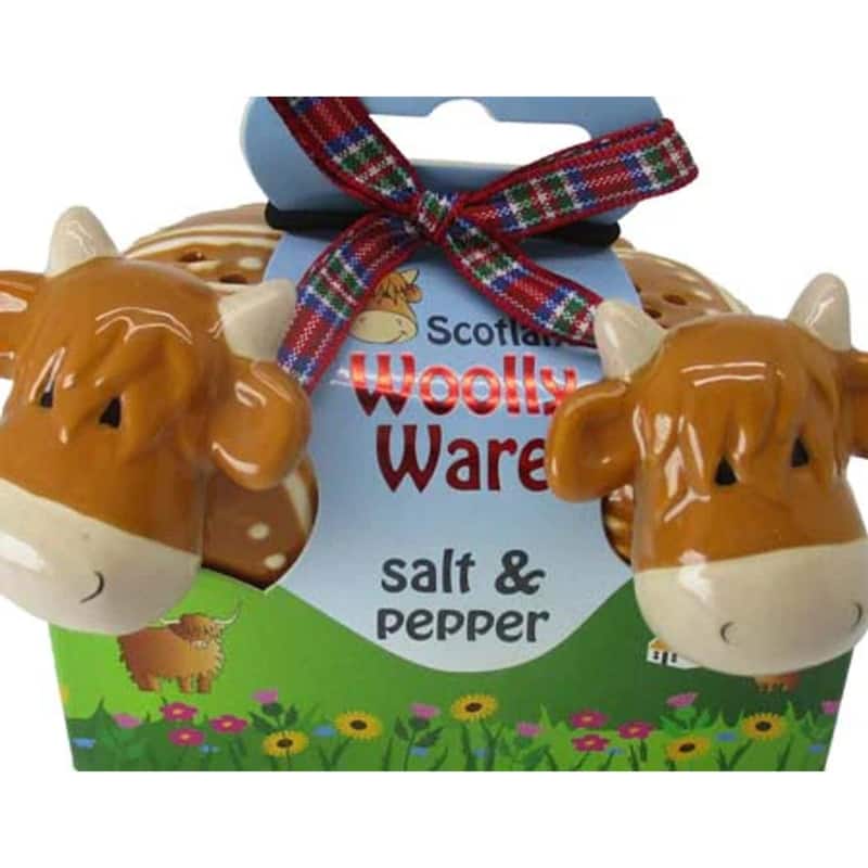 Highland Cow Ceramic Salt and Pepper Shakers Set with Scratch-Resistant for Everyday Table Use - 3.7” x 2.6”