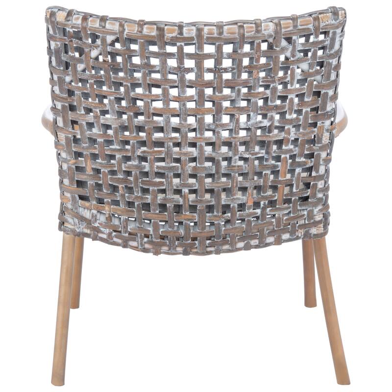 SAFAVIEH Roxanna Coastal Rattan Accent Chair with Cushion - 29.5" W x 26.2" L x 31.1" H - 30Wx26Dx31H