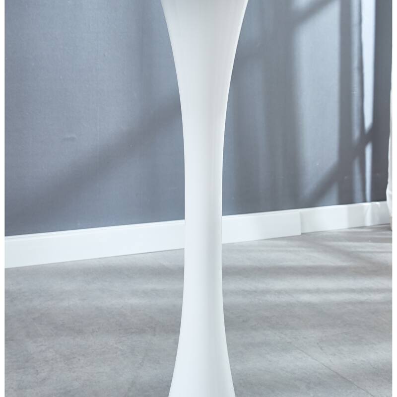 Small Circle Kitchen Table for 2-4 People, Round Dining Table with Metal Pedestal Base, End Table Leisure Coffee Table