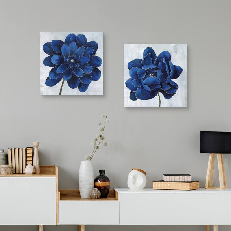 Indigo Dahlia, Indigo Peony by Nan Canvas Art Prints