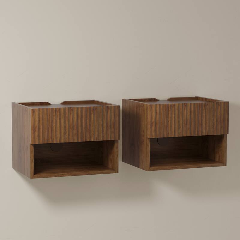 Modern Wall-Mounted Floating Nightstands with Drawer (Set of 2)