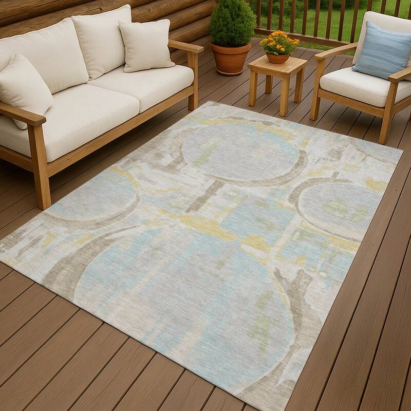 Machine Washable Indoor/ Outdoor Modern Erie Chantille Rug - Silver - 3' x 5'