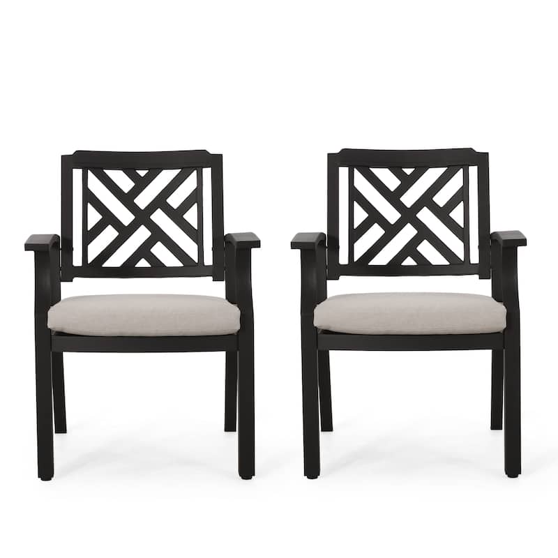 Roomfitters Accent Outdoor Dining Chairs, Set of 2 in Light Beige and Antique Matte Black, Stylish and Durable Aluminum Design