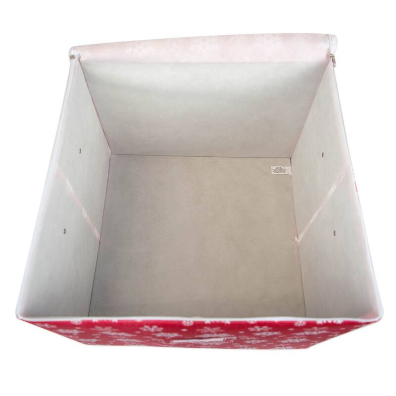 16" Red and White Snowflake Print Large Ornament Storage