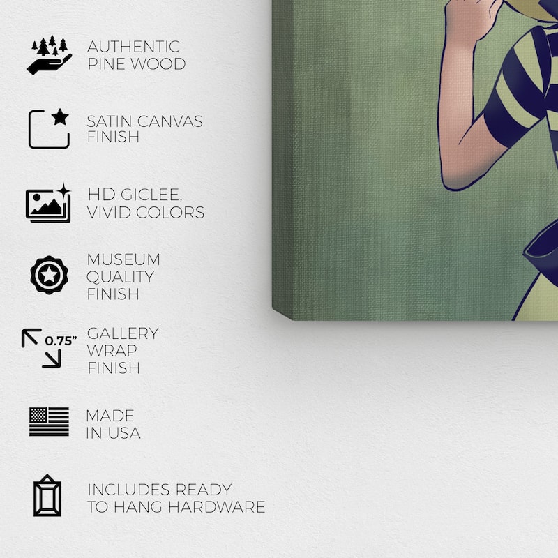Wynwood Studio Canvas Fashion and Glam Hat and Bows Green and Modern & Contemporary Wall Art Canvas Print