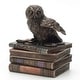 preview thumbnail 1 of 2, 4.72 inches H Bronze Snow Owl Flap Wings On Books Trinket Box(Mbz+Color) made of Cold Cast Bronze