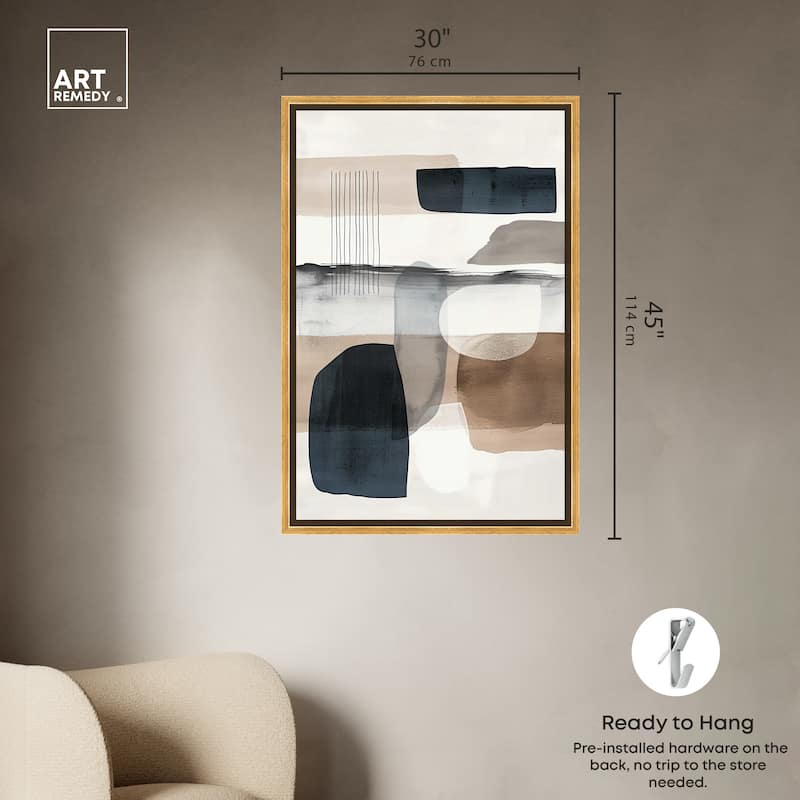 Art Remedy Layers Of Depth Framed Abstract Shapes 1 Piece Canvas Wall Art