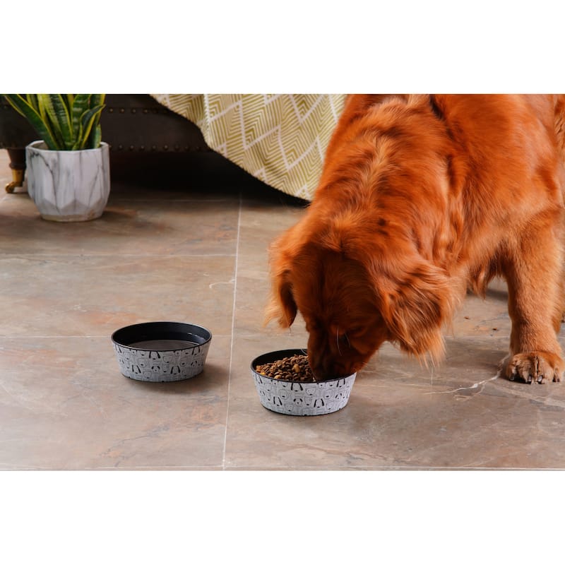 Abode Homewares Friendly Faces Planta Pet Bowl - White - Set of 2