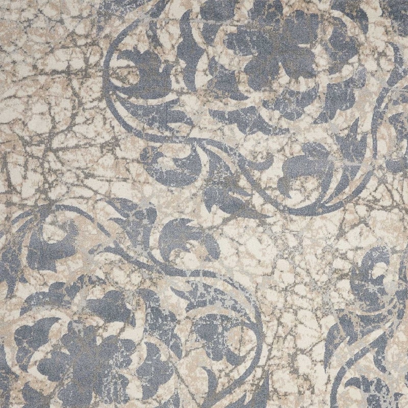 Distressed Floral Traditional Modern Non Skid Stain Resistant Area Rug - 126' X '94' X '0.5