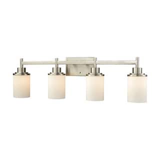 Elk Home Belmar Brushed Nickel With White Glass 4 Light Vanity Light