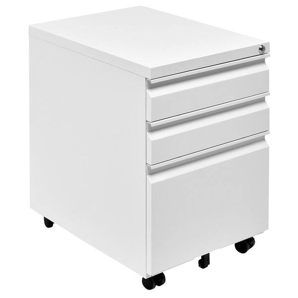 Shop 3 Drawers Rolling File Storage Cabinet White White Overstock 28422353