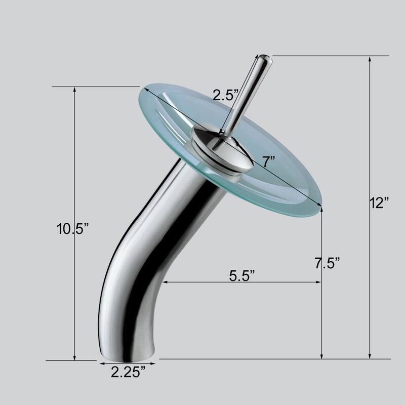 ELITE Bathroom Clear Round Glass Vessel Sink & Chrome Finish Waterfall Faucet Combo