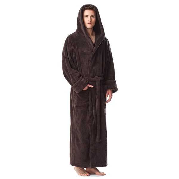 Alimens /& Gentle Mens Hooded Fleece Bathrobe Full Length Warm Plush Robes