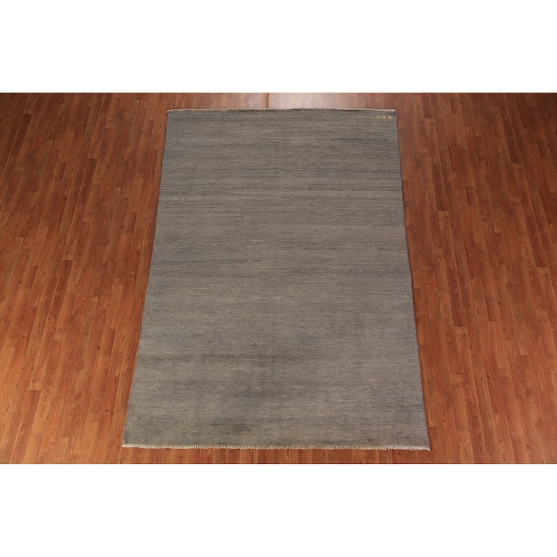 Gray & Beige Gabbeh Modern Area Rug Handmade Wool Carpet - 6'4" x 9'7"